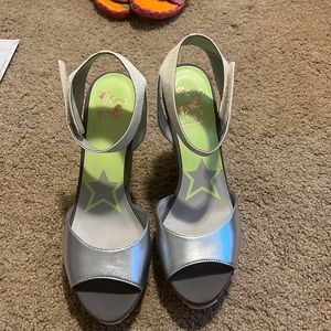 Sam Edelman silver and white wedge heel